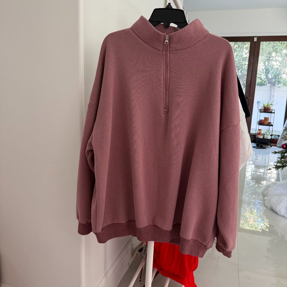 Boohoo Quarter zip rose / mauve / dark pink pullover